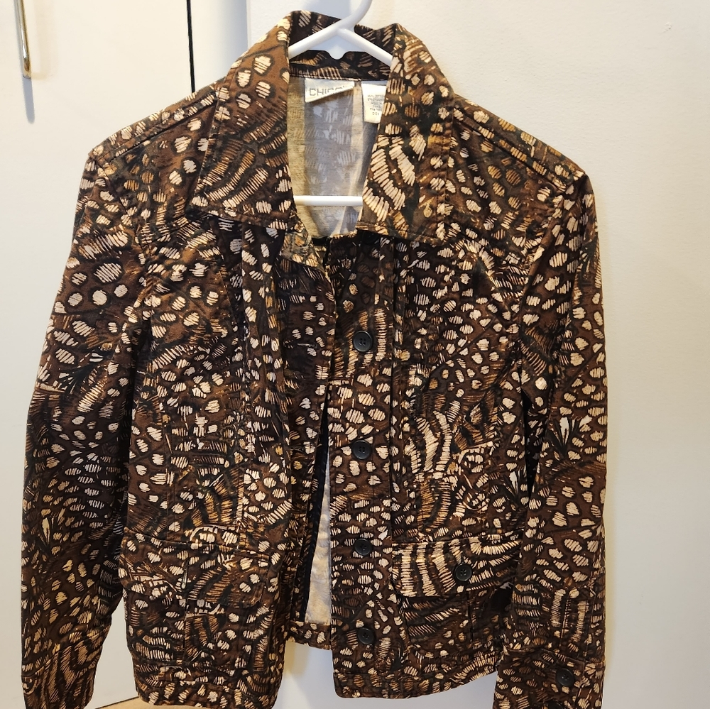 Chico's light weight brown & tan jacket. Size 1